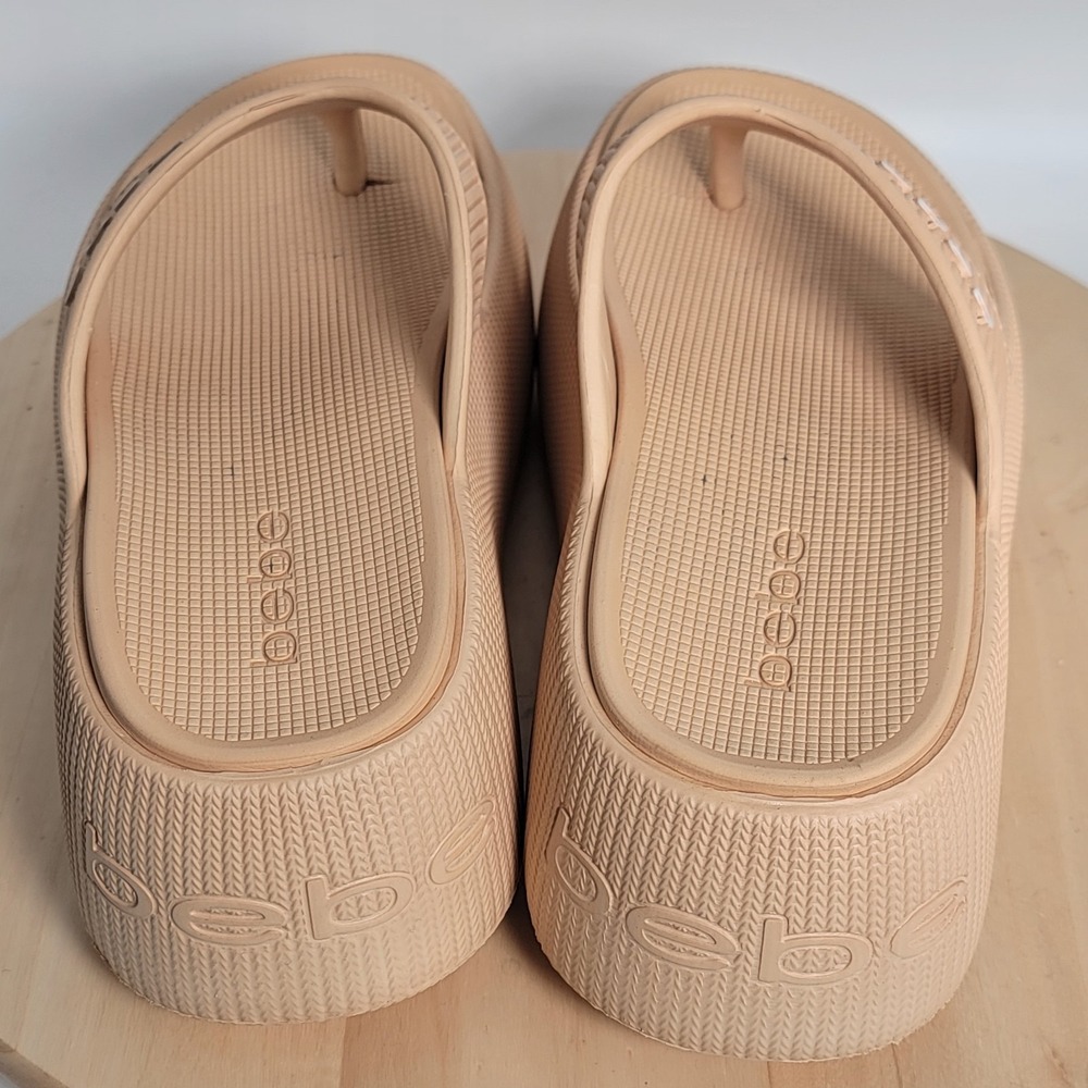 Bebe Beige Women Y2K Flatform Chunk Platform Sandals- Size 9 - Picture 4 of 7